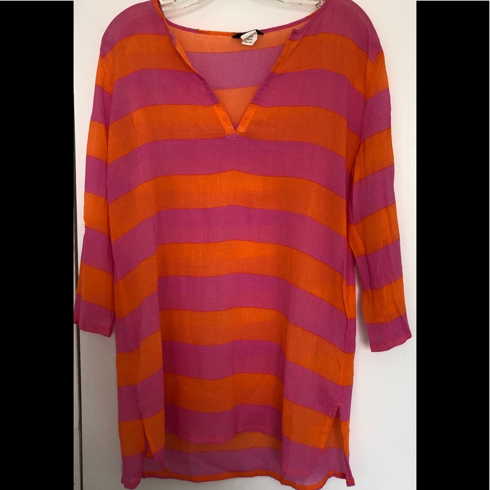 J.CREW STRIPED CRINKLE TUNIC TOP